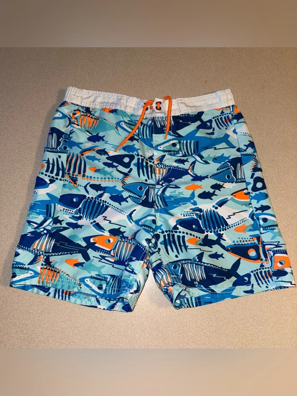 OshKosh B’gosh boys size 10 swim trunks blue orange fish sharks